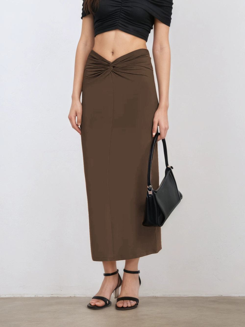 Zara Summer Bodycon Long Skirt with Letter Waist Twist